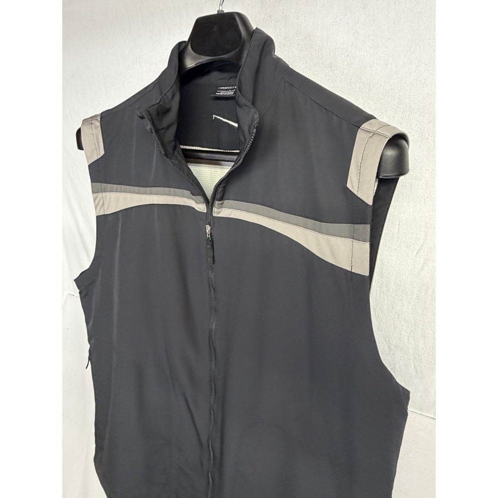 Nike Golf Men's Full-Zip Windbreaker Vest + Pockets, L Black/Gray Colorblock Y2K